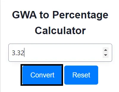 Click the calculate percentage